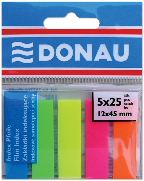 Záložky samolepicí plastové Index 12x45 mm, 125 ks mix neonových barev