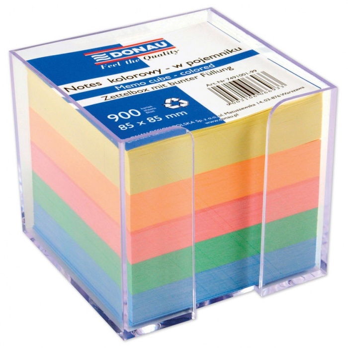 DONAU Poznámkový papír v zásobníku, 85x85 mm pastelové barvy