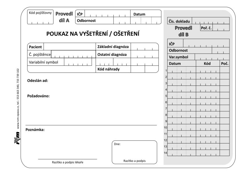 Poukaz na vyšetření / ošetření 06 - blok A5 100 listů