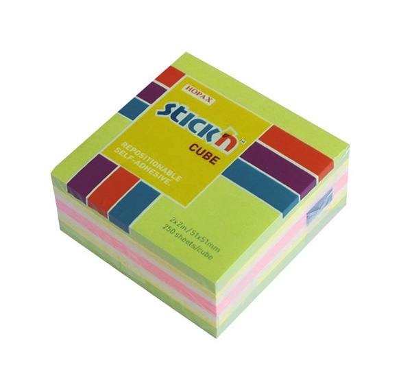 Samolepicí bloček 51 x 51 mm HOPAX, 250 listů Neon