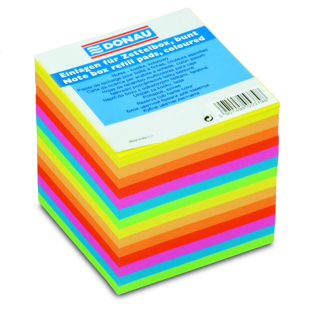 DONAU Poznámkový papír, lepený, 90x90 mm mix barev